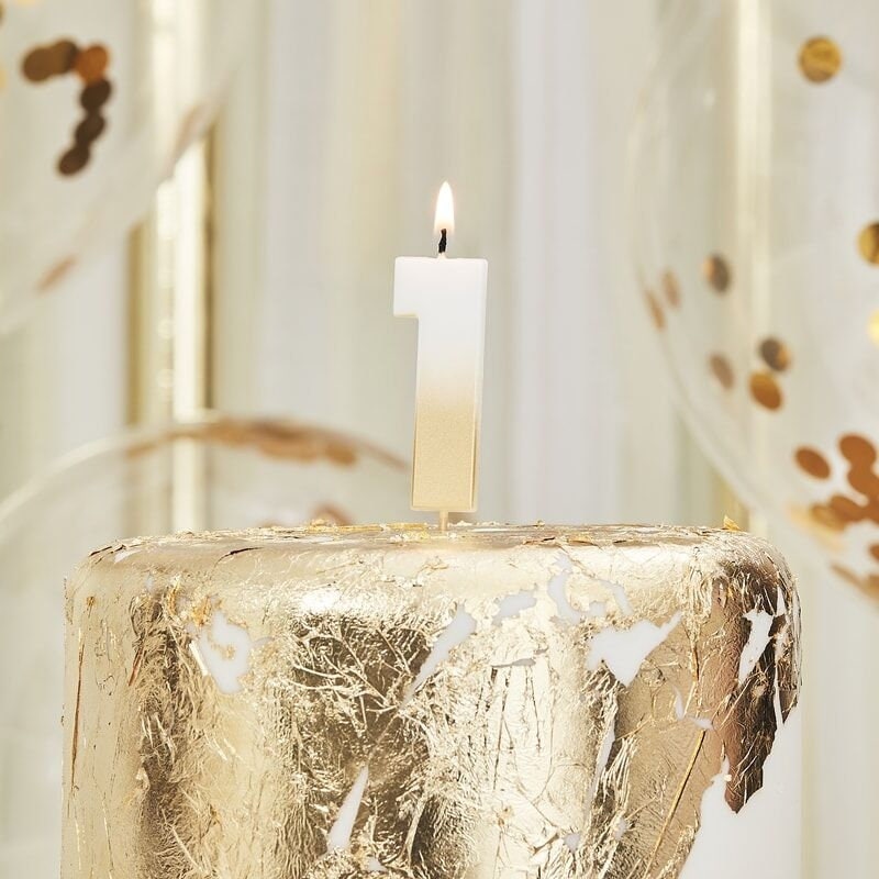 Number 1 Gold Candle Birthday Candles Number Candle 1st - Etsy
