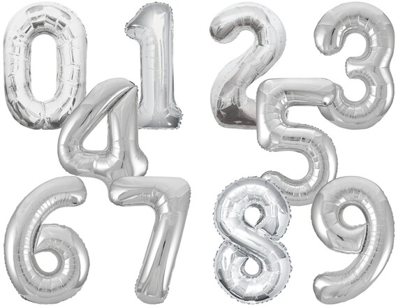 34 Silver Number Balloons Birthday Balloons Helium Foil Balloons