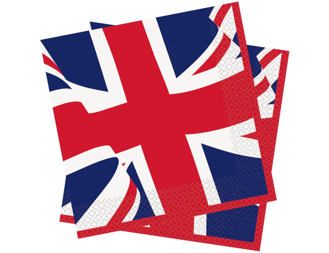 16 Union Jack Napkins, Coronation Party, King Charles III Party, Union