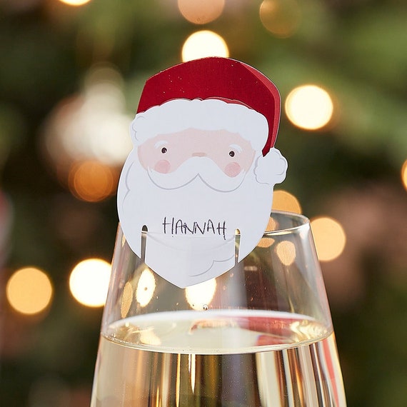 12 Santa Christmas Cocktail Glass Decorations, Christmas Drinks Charms,  Christmas Table Decor, Christmas Tableware, Christmas Drink Toppers