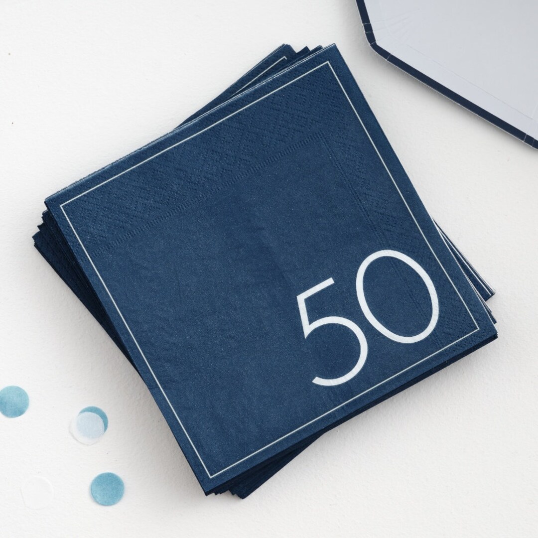 16 Navy 50th Birthday Napkins 50th Birthday Party Napkins Etsy
