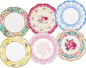 12 Vintage Floral Paper Plates, Afternoon Tea Party Plates, Floral Party Supplies, Baby Shower Plates, Bridal Shower Plates, Birthday Plates