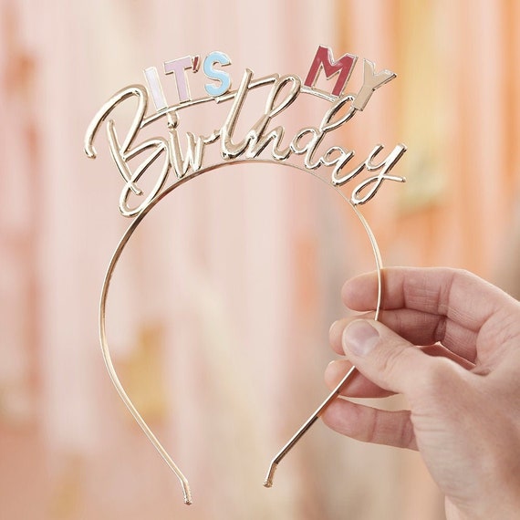 Happy birthday headband gold online