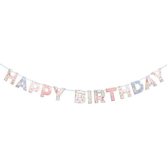 English Garden Happy Birthday Banner Floral Birthday Etsy English Garden Happy Birthday Banner Floral Birthday Etsy
