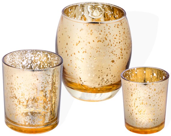 Gold Glass Tea Light Candle Holder Christmas Candle Holders