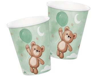 8 Teddy Bear Baby Shower Cups, Neutral Baby Shower Decorations, Teddy Bear Party Supplies, Gender Reveal Cups, Teddy Bear Cups, New Arrival