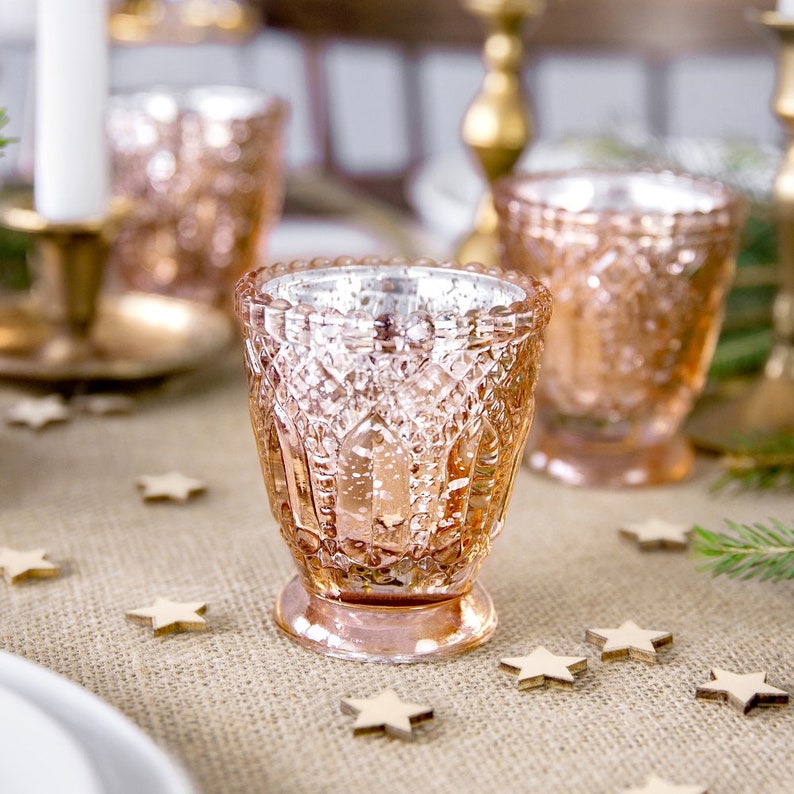 Rose Gold Glass Tea Light Candle Holder Glass Candle Holder Etsy