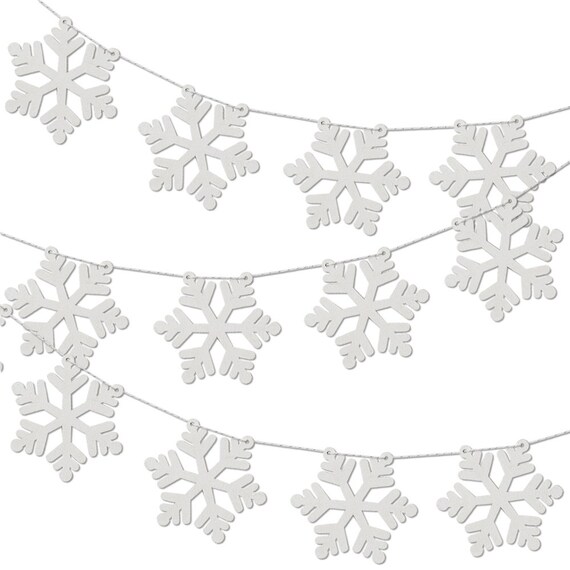 White Snowflake Garland, Christmas Snowflake Decorations, Christmas  Decorations, Christmas Garlands, Festive Bunting, Holiday Season Decor 