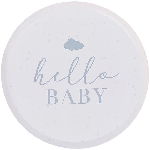 Neutral Baby Shower Plates, Hello Baby Shower Decorations, Party Supplies,  New Baby Party, Girl Boy Baby Shower Tableware, Neutral Decor 