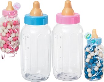 Baby Bottle Bank, Baby Shower Favours, Blue Pink Baby Shower Decorations, Gender Reveal Favours, Fillable Baby Bottle Favours, Piggy Banks