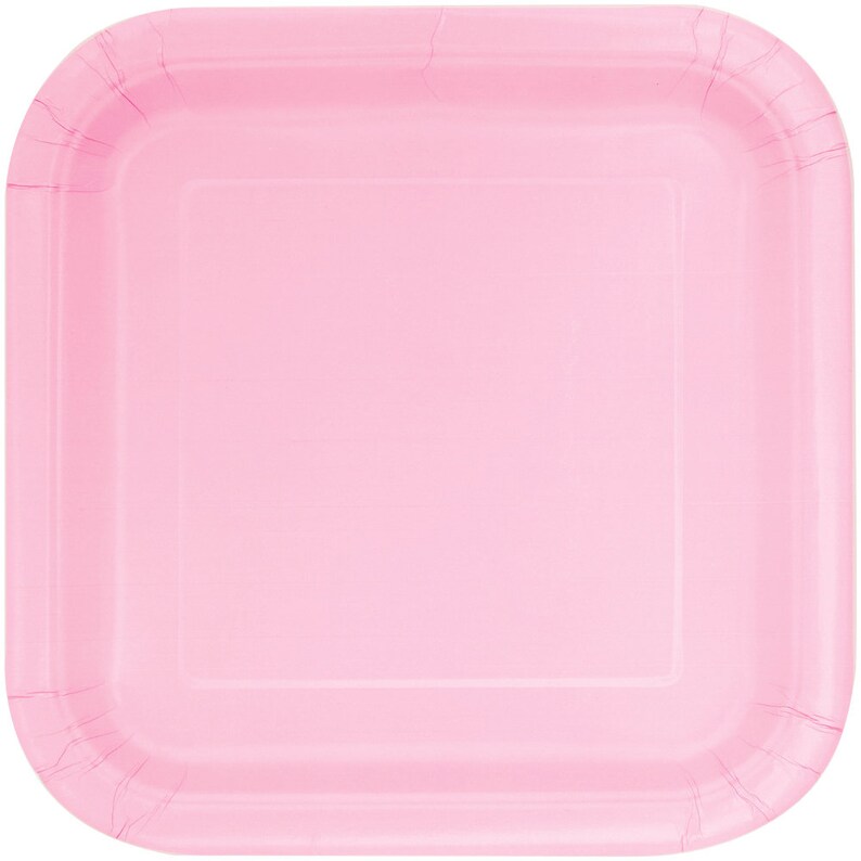 8 Square Pink Paper Plates Pink Party Plates Baby Shower Etsy