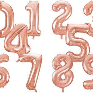 34" Rose Gold Number Balloon, Birthday Party Balloons, Wedding Decor, Helium Foil Balloons, Birthday Age Balloons, Anniversary Balloons