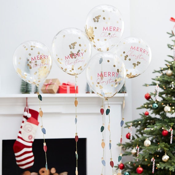 5 Merry Christmas Confetti Balloons Christmas Decorations - Etsy ...