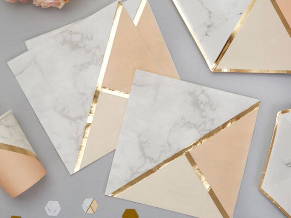 RANGE IN SHOP 33cm ROSE GOLD METALLIC STAR Christmas Paper NAPKINS -Xmas Party