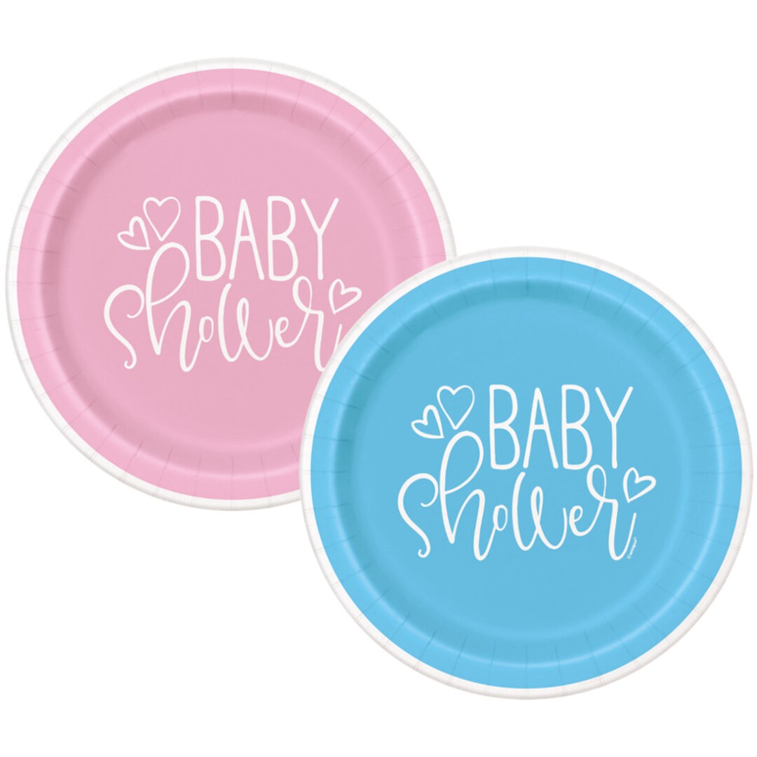 8 Baby Shower Plates, Baby Shower Party, Gender Reveal Party