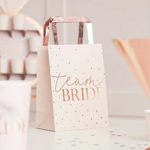 1 Blush Rose Gold Team Bride Bag, Rose Gold Hen Party Bags, Bachelorette Party, Bridal Shower Bags, Rose Gold Party Bags, Hen Party Favours