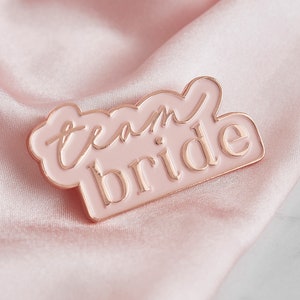 Pink & Rose Gold Team Bride Enamel Pin Badge, Hen Party Badges, Hen Party Favours, Bachelorette Party, Bridal Shower Favors, Team Bride Pin
