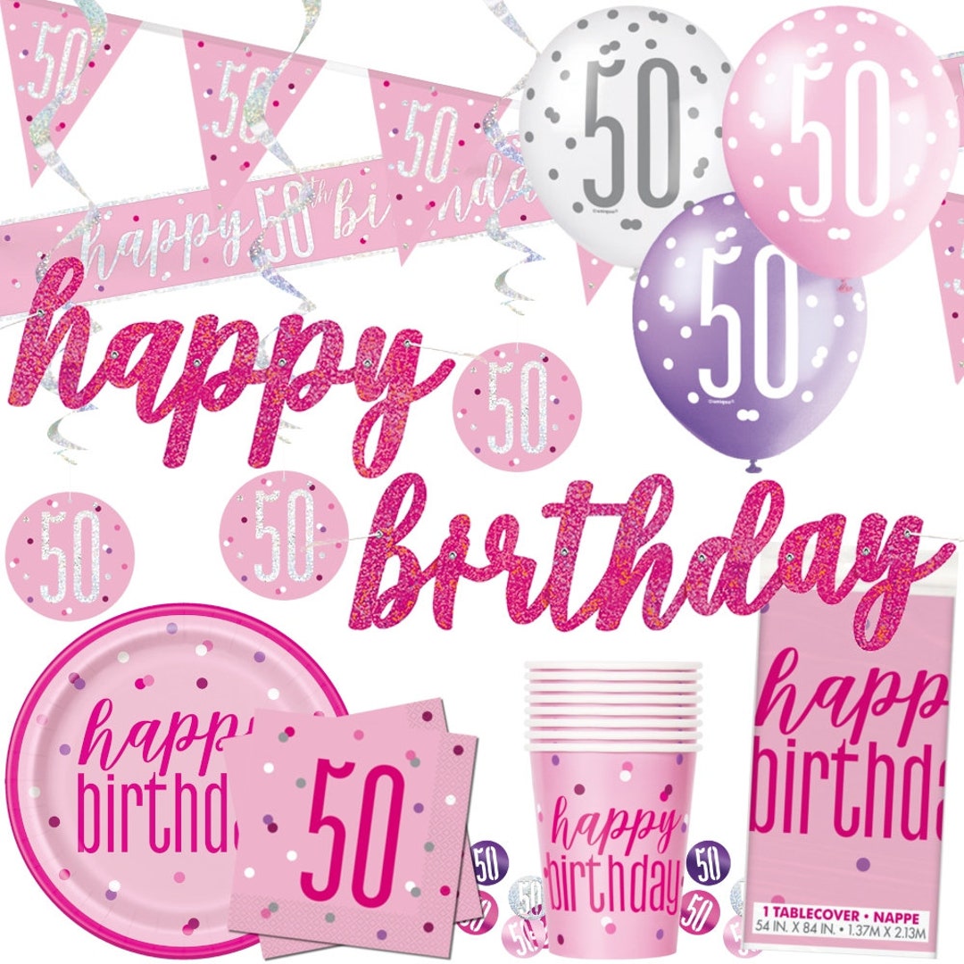 Pink 50th Birthday Decorations, 50th Birthday Balloons, 50th Birthday ...