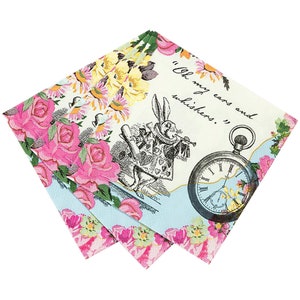 20 Alice in Wonderland Party Napkins, Wonderland Birthday Napkins, Alice in Wonderland Napkins, Baby Shower Napkins, Birthday Party Supplies