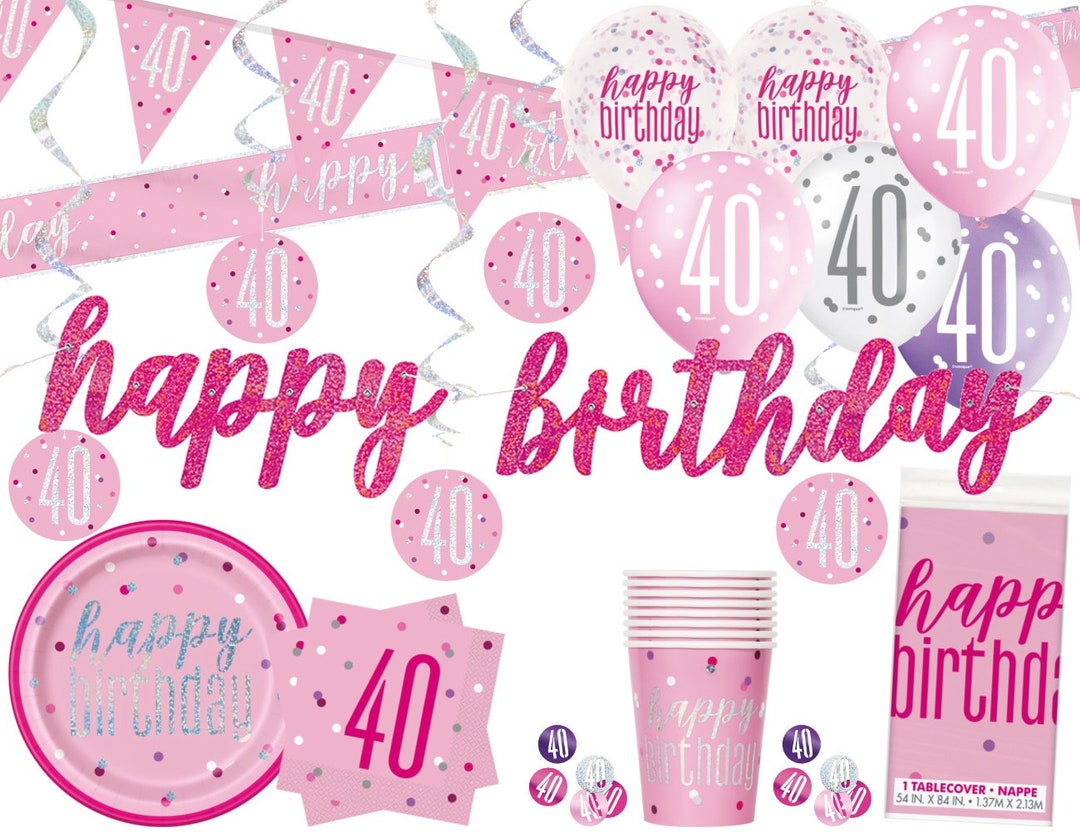 Pink 40th Birthday Decorations 40th Birthday Balloons 40th Etsy