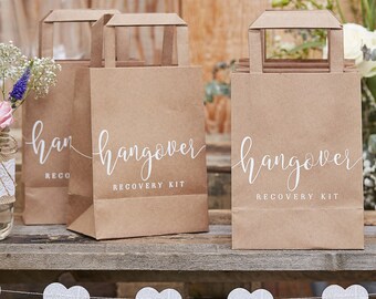 5 Rustic Wedding Hangover Recovery Bags, Rustic Wedding Favours, Party Hangover Bags, Birthday Hen Party Bags, Kraft Paper Bags, Favor Bags