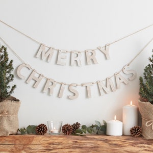 Wooden Merry Christmas Bunting, Christmas Garland, Rustic Christmas Decorations, Christmas Banner, Merry Christmas Sign, Christmas Backdrop