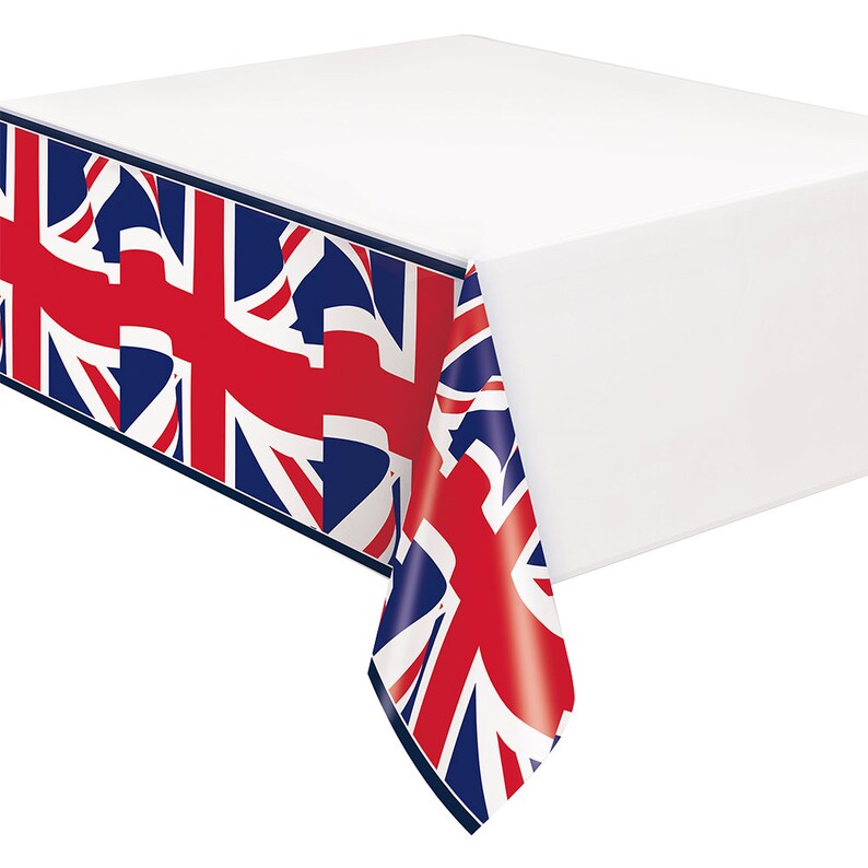 Union Jack Table Cloth, Plastic Table Cover, Union Jack Party Decor, Queens Platinum Jubilee, Plastic Tablecloth, Royal Party Table Cover 