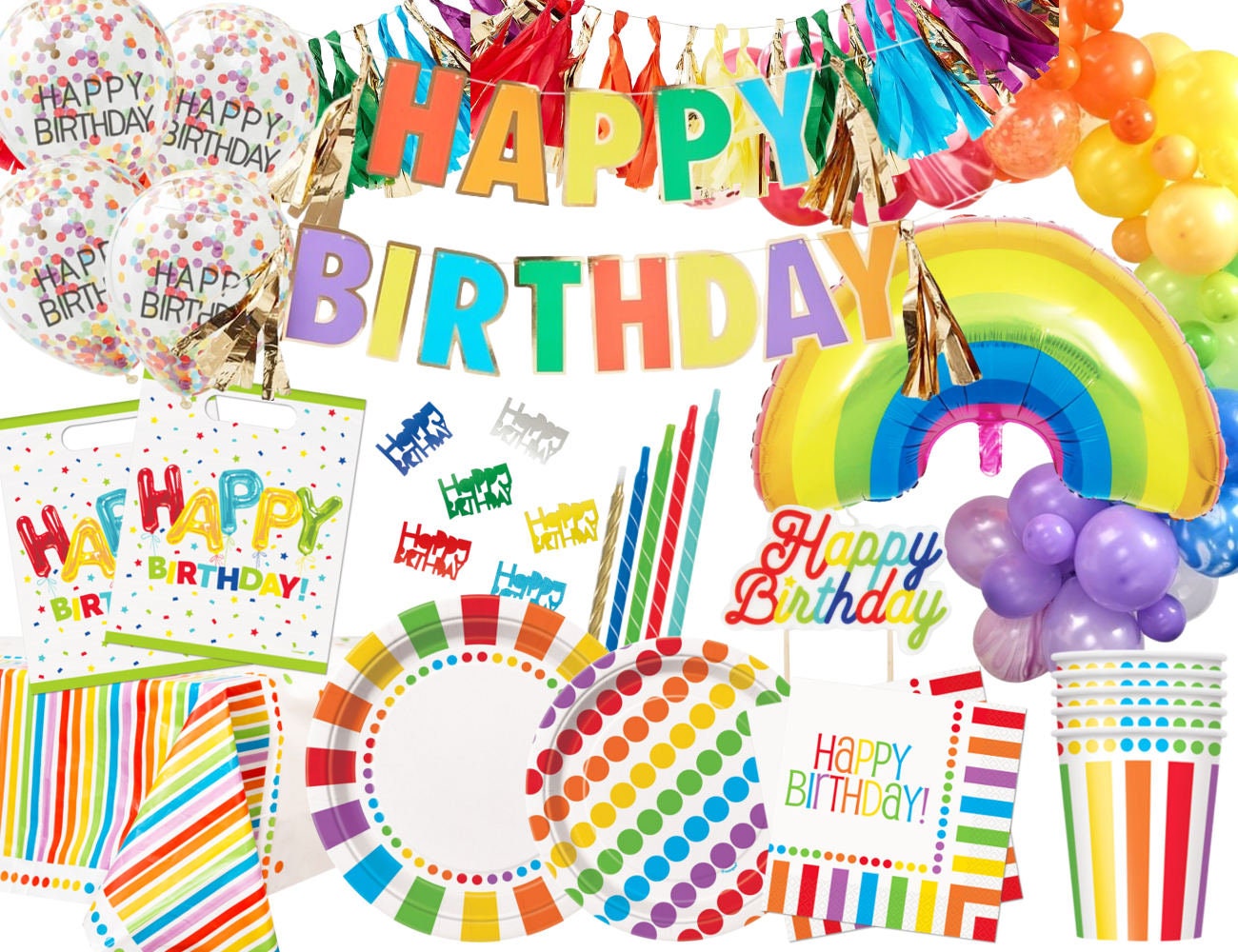 275PC Colorful Birthday Party Decorations for Boy, Girl, Adults Rainbow  Party Supplies With Happy Birthday Banner, Balloon Garland Arch Kit 