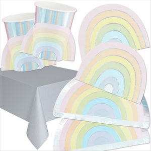 8 Pastel Rainbow Party Plates, Birthday Party Plates, Pastel Party  Decorations, Iridescent Party Plates, Pastel Party Plates, Paper Plates 
