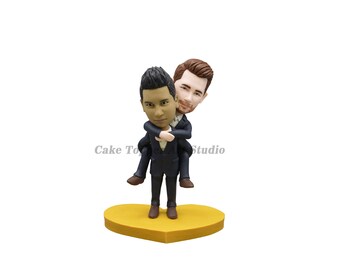 Gay Wedding Toppers, same sex cake topper,2 grooms cake topper,Custom bobblehead,gay cake topper,gay man wedding, gay cake,gay wedding,