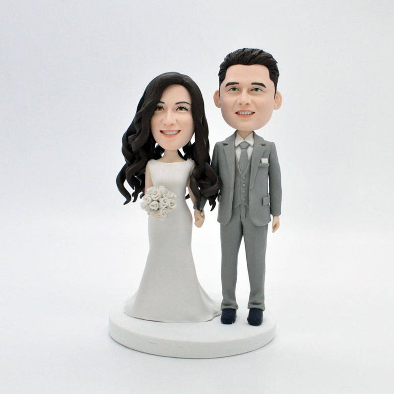 Unique wedding cake topper, personalized cake topper, Bride and groom cake topper, Mr and Mrs cake topper image 1