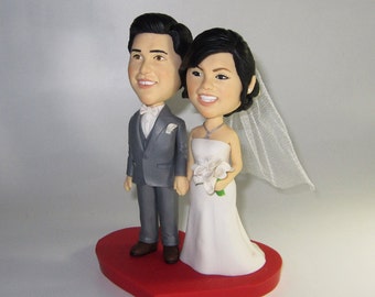 Unique wedding cake topper personalized customm polymer clay toppers funny cartoon bride & groom figure figurines