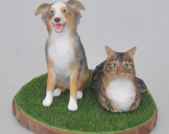 Personalized Pet Wedding Cake Topper: Custom Dog & Cat Figurine