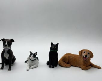 Topo de bolo de casamento personalizado para animais de estimação: estatueta personalizada de cão e gato