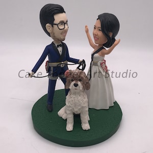 Custom Wedding Cake Topper with Dog: Personalized Bridal Gift