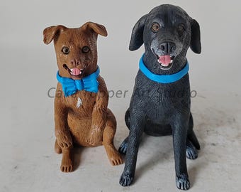 Topo de bolo de casamento personalizado para animais de estimação: estatueta personalizada de cão e gato