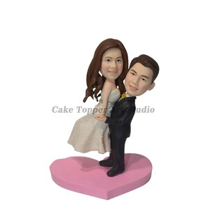 Personalized Wedding Cake Topper: Bride and Groom Bobblehead