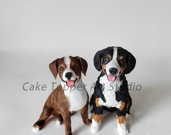 Topo de bolo de casamento personalizado para animais de estimação: estatueta personalizada de cão e gato