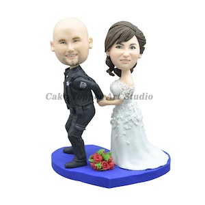 Custom Wedding Cake Topper: Personalized Bobblehead, Police Officer