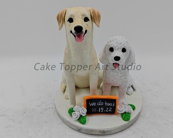 Topo de bolo de casamento personalizado para animais de estimação: estatueta personalizada de cão e gato