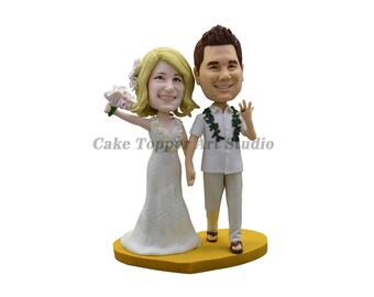 wedding cake topper, personalized cake topper, Bride and groom cake topper, bobblehead cake topper ,Cake Toppers custom cake topper