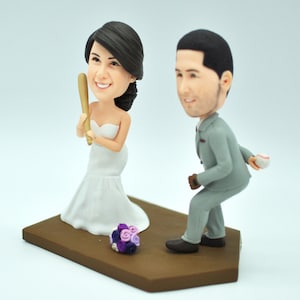 Custom Baseball Wedding Bobblehead Cake Topper: Look Like You Figurines