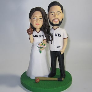 Unique wedding cake topper funny cartoon figure custom personalized Baseball fans cake topper