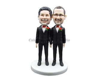 Gay Wedding Toppers, same sex cake topper,2 grooms cake topper,Custom bobblehead,gay cake topper,gay man wedding, gay cake,gay wedding,