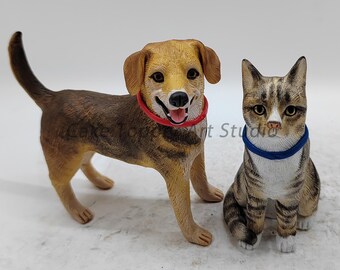 Topo de bolo de casamento personalizado para animais de estimação: estatueta personalizada de cão e gato