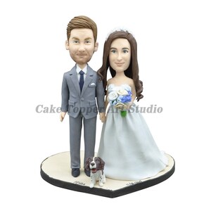 wedding cake topper, personalized cake topper, Bride and groom cake topper, bobblehead cake topper ,Cake Toppers custom cake topper