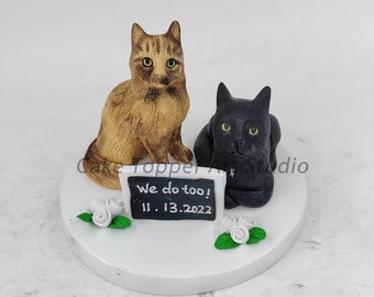 Personalized Pet Wedding Cake Topper: Custom Dog & Cat Figurine