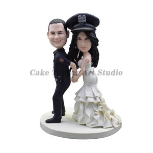 wedding cake topper, personalized cake topper, bobblehead cake topper ,Cake Toppers custom cake topper police topper wedding anniversary