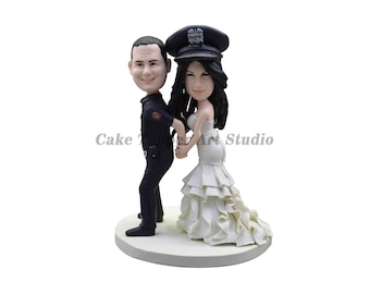 wedding cake topper, personalized cake topper, bobblehead cake topper ,Cake Toppers custom cake topper police topper wedding anniversary