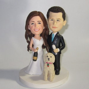 Custom Wedding Cake Topper with Dog: Personalized Bridal Gift
